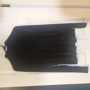 White Birch, 1X, Black long sleeve cheetah print top, like new